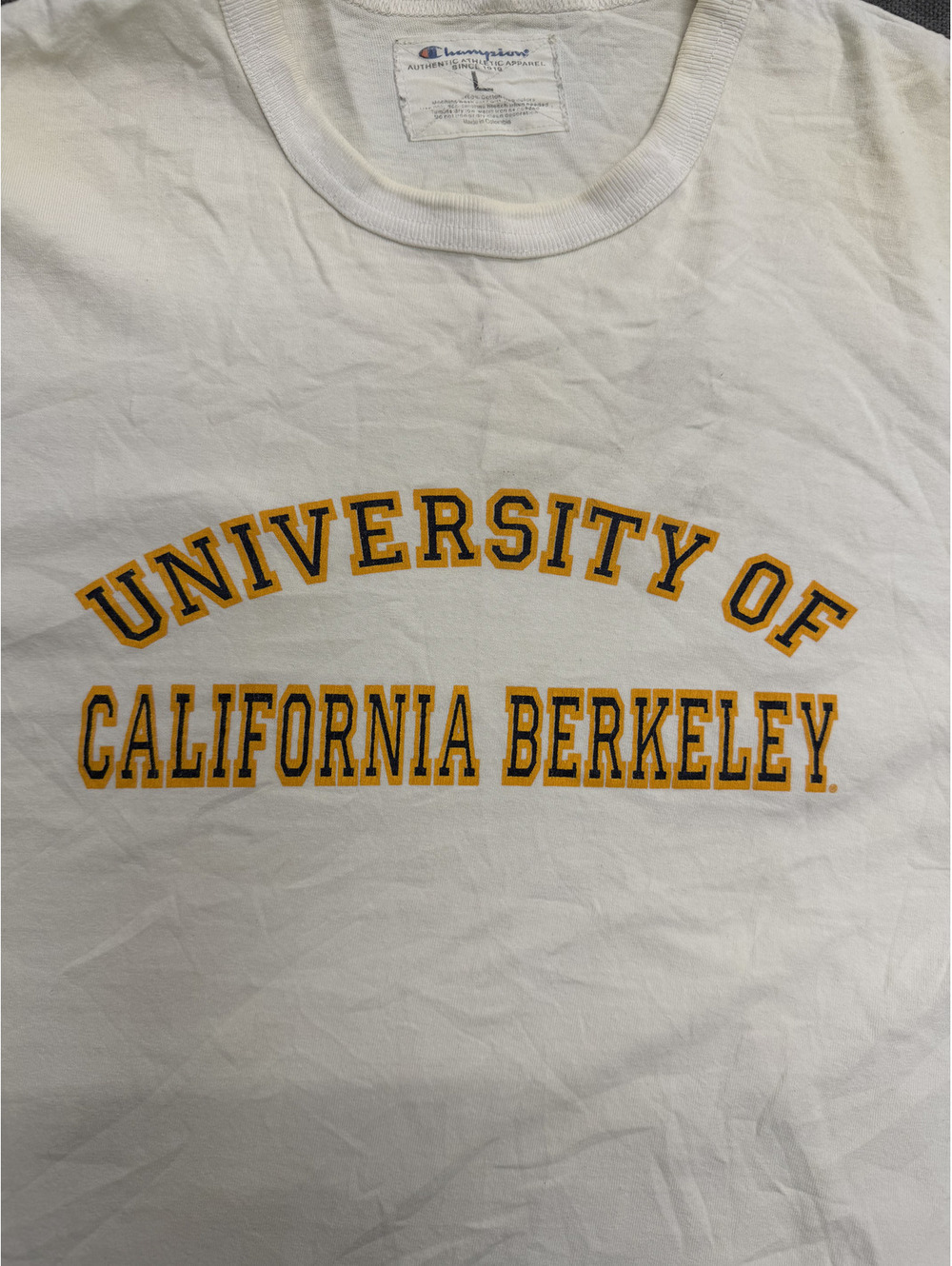 Champion University of California Berkeley White Graphic T-Shirt Large - Picture 5 of 12